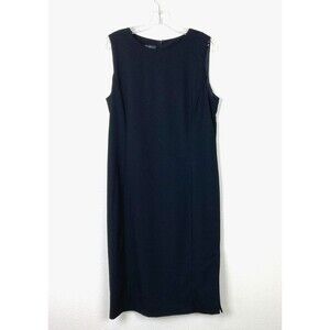 LAFAYETTE 148 Fitted Sheath Dress Size 10 Black Wool Office Business Minimalist